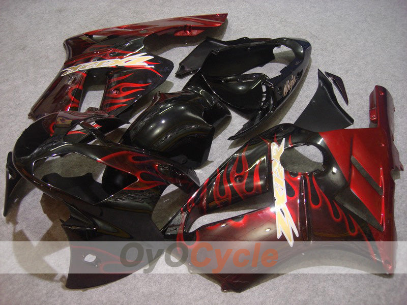 Injection Fairing kit for 02-05 NINJA ZX-12R - Red, Black - Flame #OYO87903093