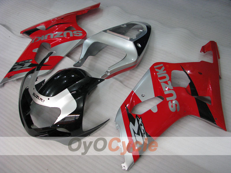 Injection Fairing kit for 01-03 GSX R600 - Red, Silver - Factory Style #OYO87905125 Main image