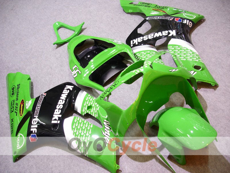 Injection Fairing kit for 03-04 NINJA ZX-6R - Green, Black - Nakano #OYO87901817 Main image