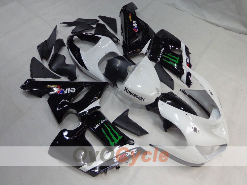 Injection Fairing kit for 05-06 NINJA ZX-6R - White, Black - Monster #OYO87901876 Main image