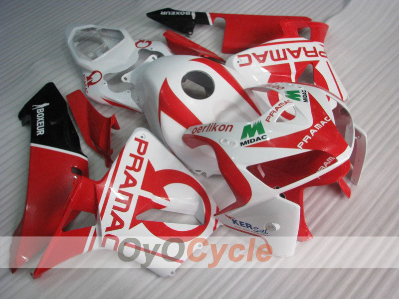 Injection Fairing kit for 05-06 CBR600RR - Red, White - PRAMAC #OYO87900325