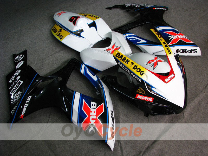 Injection Fairing kit for 06-07 GSX R600 - White, Black - Dark Dog #OYO87901464 Main image