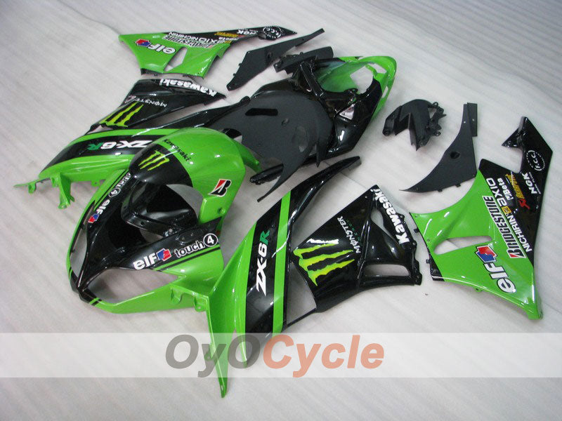 Injection Fairing kit for 09-12 NINJA ZX-6R - Green, Black - Monster #OYO87901987 Main image