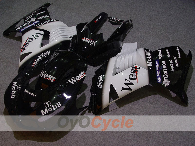 Injection Fairing kit for 06-11 NINJA ZX-14R - White, Black - West #OYO87902026