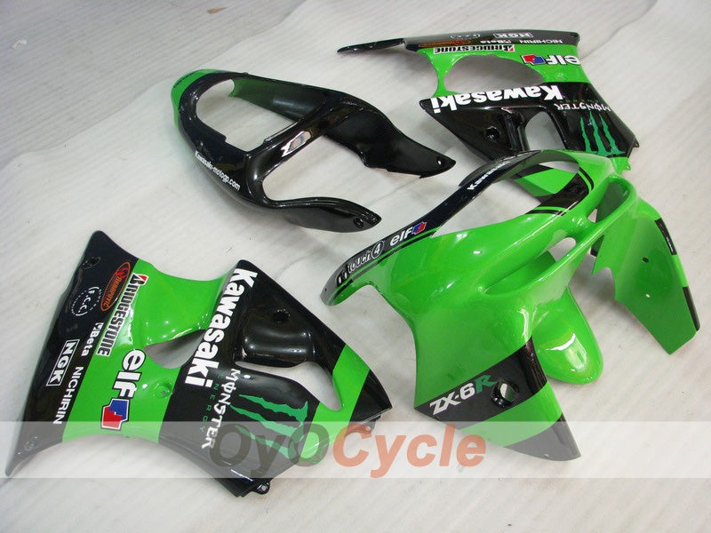 Fairing kit for 98-99 NINJA ZX-6R - Green, Black - Monster #OYO87903001 Main image