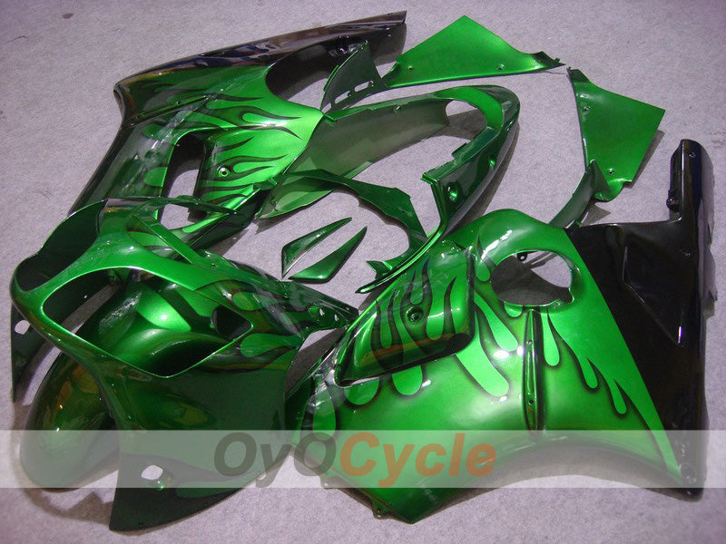 Injection Fairing kit for 00-01 NINJA ZX-12R - Green, Black - Flame #OYO87903070 Main image