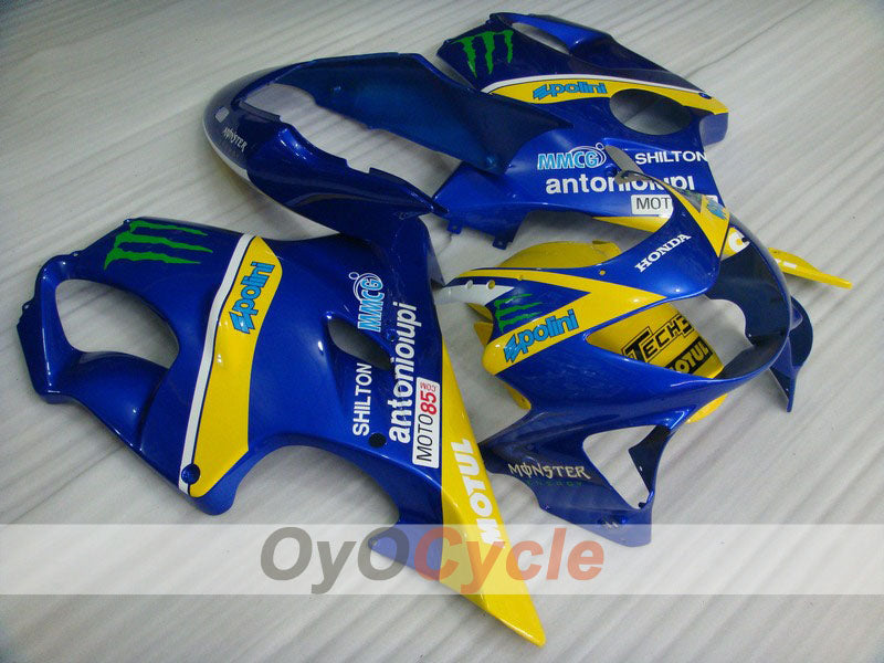 Injection Fairing kit for 99-00 CBR600F4 - Yellow, Blue - Monster, MOTUL #OYO87900115 Main image