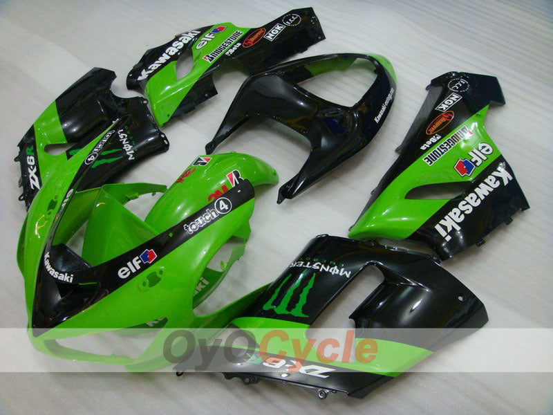 Injection Fairing kit for 05-06 NINJA ZX-6R - Green, Black - Monster #OYO87901877