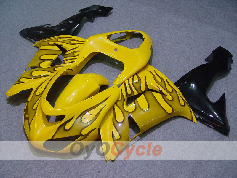 Injection Fairing kit for 06-07 NINJA ZX-10R - Yellow, Black - Flame #OYO87901600