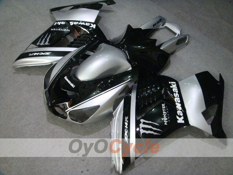 Injection Fairing kit for 06-11 NINJA ZX-14R - Black, Silver - Monster #OYO87902019