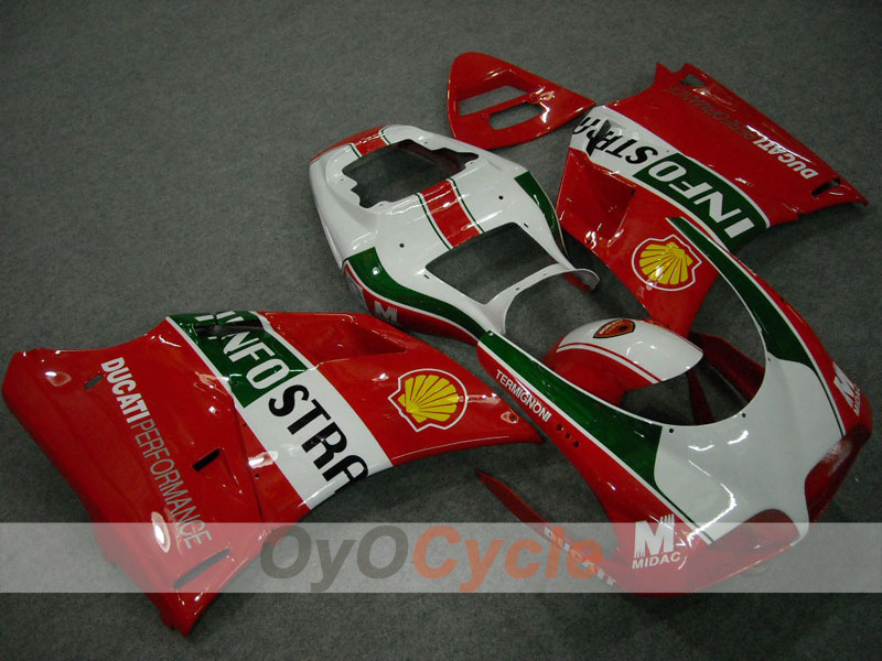 Injection Fairing kit for 02-04 Ducati 998 - Red, White - INFO STRADA #OYO87902295