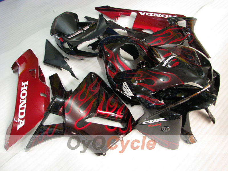 Injection Fairing kit for 05-06 CBR600RR - Red, Black - Flame #OYO87900243