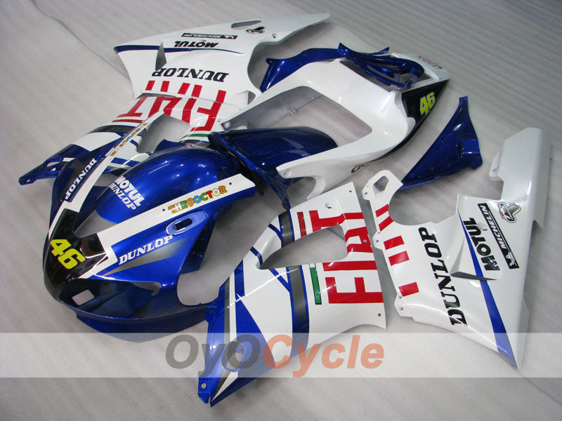 Injection Fairing kit for 98-99 YZF-R1 - Blue, White - DUNLOP, FIAT, MOTUL #OYO87900736