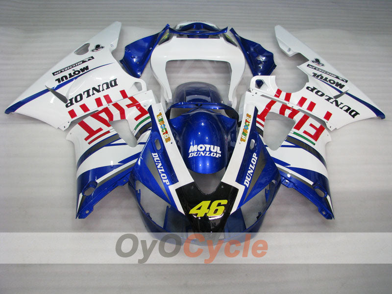 Injection Fairing kit for 98-99 YZF-R1 - Blue, White - DUNLOP, FIAT, MOTUL #OYO87900736