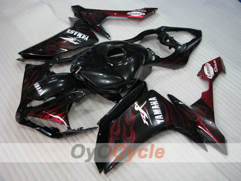 Injection Fairing kit for 07-08 YZF-R1 - Red, Black - Flame #OYO87900860