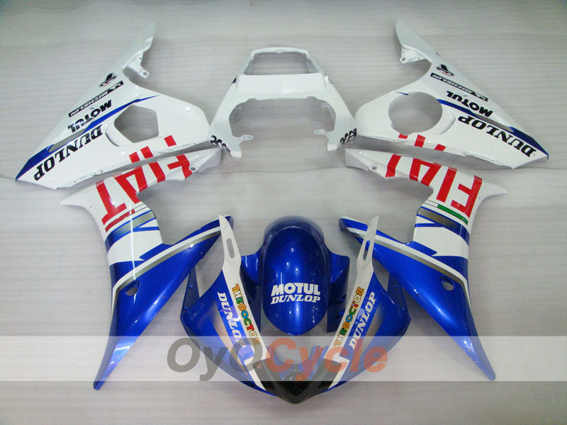Injection Fairing kit for 03-04 YZF-R6 - Blue, White - DUNLOP, FIAT, MOTUL #OYO87900901