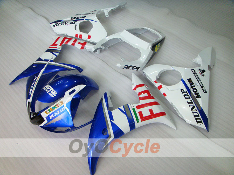 Injection Fairing kit for 03-04 YZF-R6 - Blue, White - DUNLOP, FIAT, MOTUL #OYO87900901