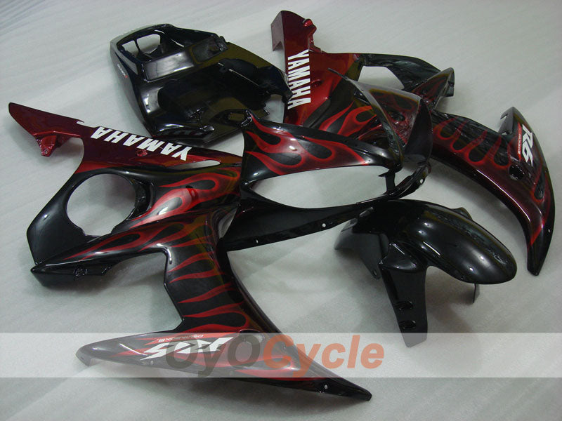 Injection Fairing kit for 05 YZF-R6 - Red, Black - Flame #OYO87902638 Main image