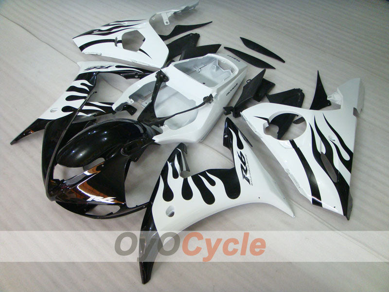 Injection Fairing kit for 03-04 YZF-R6 - White, Black - Flame #OYO87900909