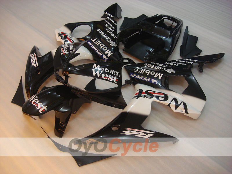 Injection Fairing kit for 03-04 YZF-R6 - White, Black - West #OYO87900929