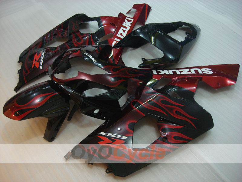 Injection Fairing kit for 04-05 GSXR600 - Red, Black - Flame #OYO87901186