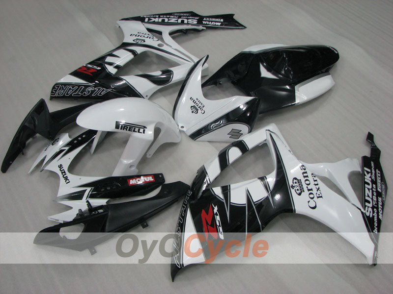 Injection Fairing kit for 06-07 GSX R600 - White, Black - Corona, MOTUL #OYO87901434
