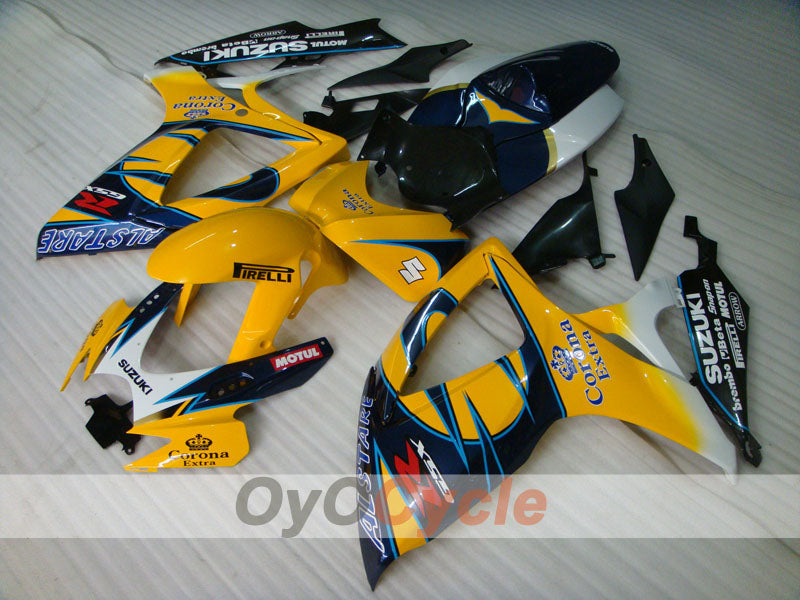 Injection Fairing kit for 06-07 GSX R600 - Yellow, Black - Corona, MOTUL #OYO87901437 Main image