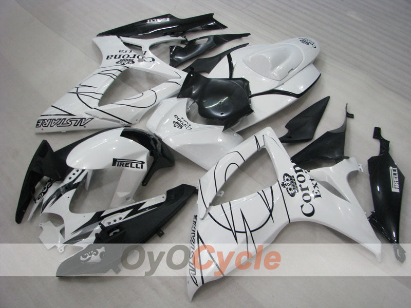 Injection Fairing kit for 06-07 GSX R600 - White, Black - Corona #OYO87901441