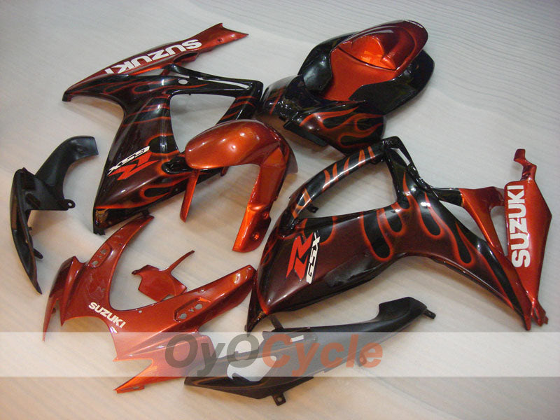 Injection Fairing kit for 06-07 GSX R600 - Orange, Black - Flame #OYO87901497