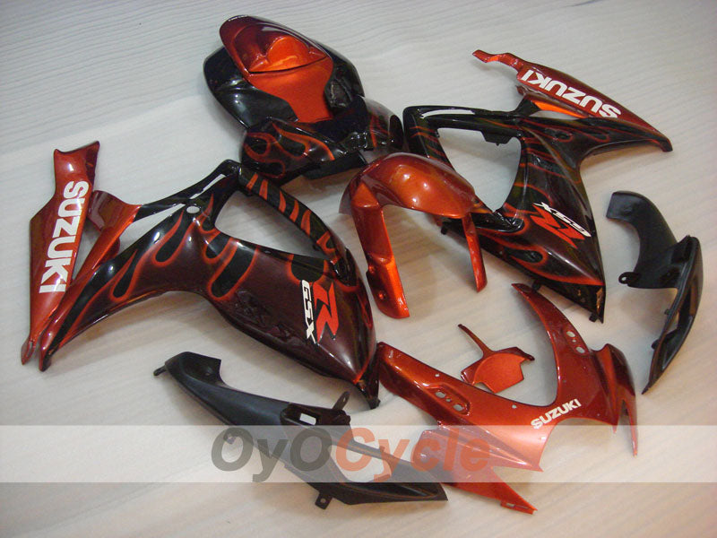 Injection Fairing kit for 06-07 GSX R750 - Orange, Black - Flame #OYO87901290