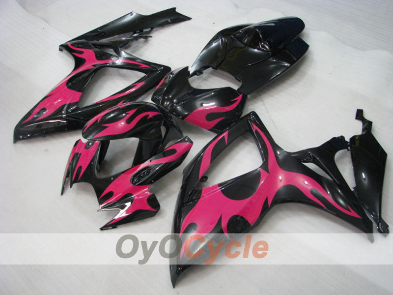 Injection Fairing kit for 06-07 GSX R750 - Black, Pink - Flame #OYO87901298