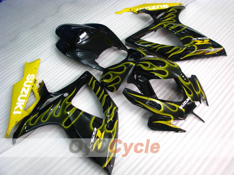 Injection Fairing kit for 06-07 GSX R750 - Yellow, Black - Flame #OYO87901299 Main image