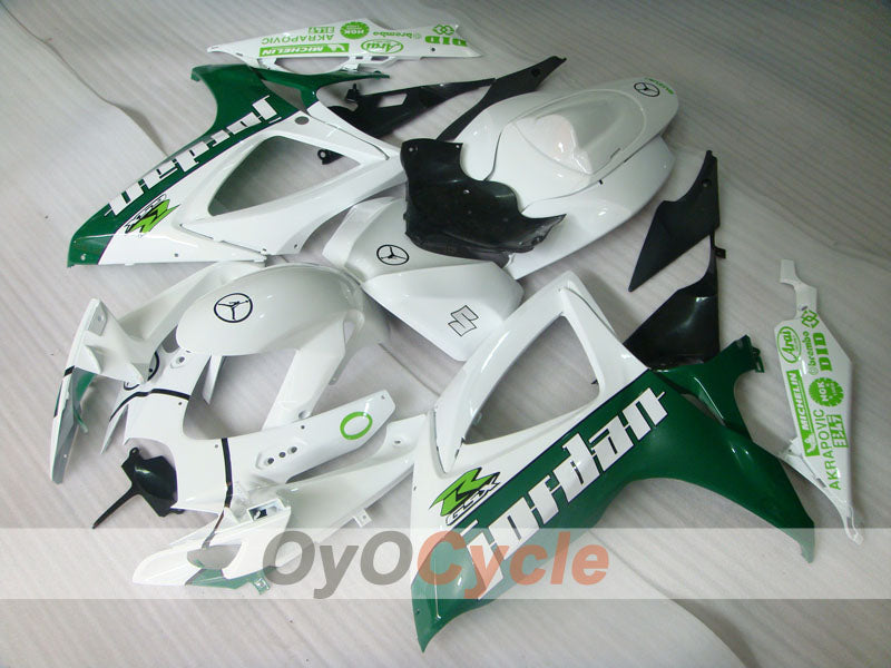 Injection Fairing kit for 06-07 GSX R750 - Green, White - Jordan #OYO87901303