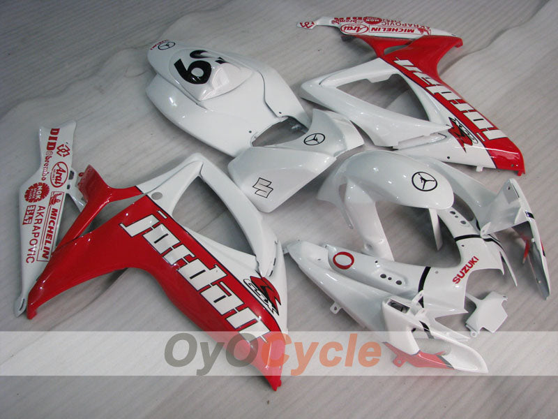 Injection Fairing kit for 06-07 GSX R750 - Red, White - Jordan #OYO87901305