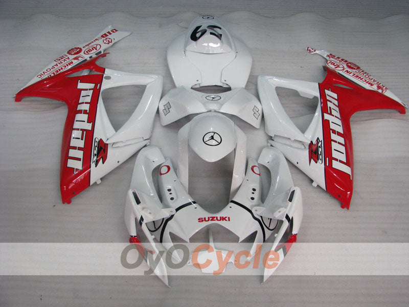 Injection Fairing kit for 06-07 GSX R750 - Red, White - Jordan #OYO87901305