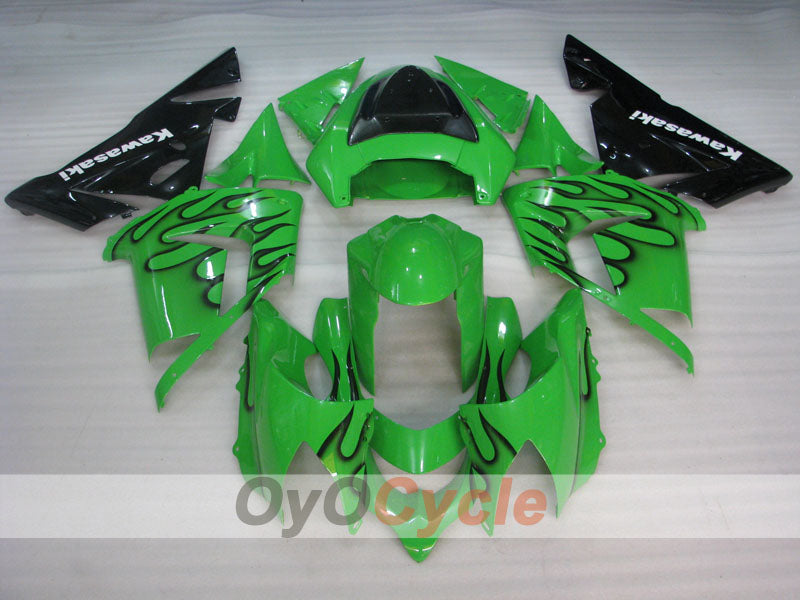 Injection Fairing kit for 04-05 NINJA ZX-10R - Green, Black - Flame #OYO87901536 Secondary image
