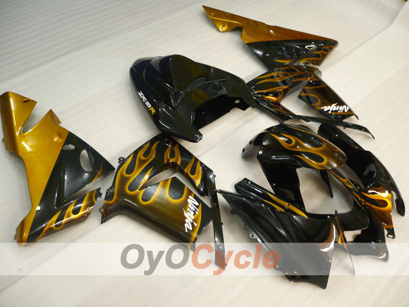 Injection Fairing kit for 04-05 NINJA ZX-10R - Black, Brown - Flame #OYO87901538 Main image