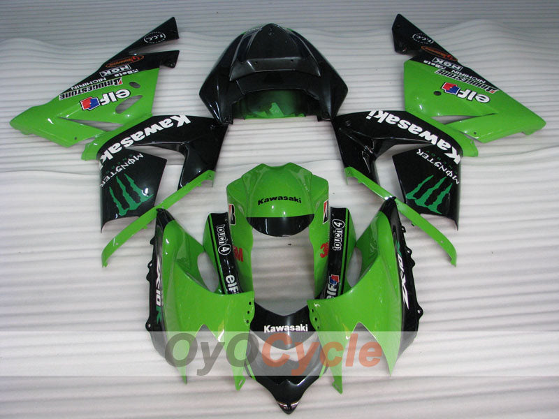 Injection Fairing kit for 04-05 NINJA ZX-10R - Green, Black - Monster #OYO87901545