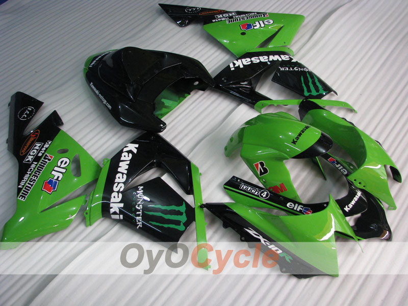 Injection Fairing kit for 04-05 NINJA ZX-10R - Green, Black - Monster #OYO87901545