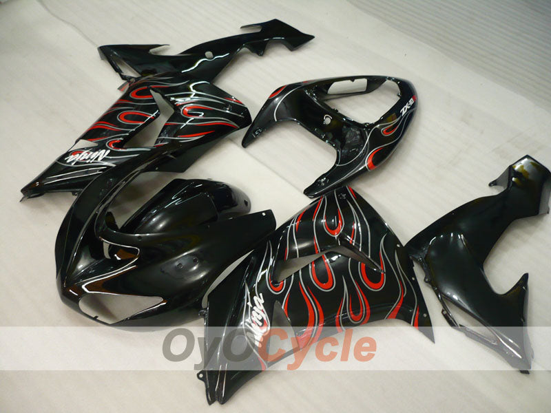 Injection Fairing kit for 06-07 NINJA ZX-10R - White, Black - Flame #OYO87901599