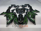 Injection Fairing kit for 06-07 NINJA ZX-10R - Green, Black - Flame #OYO87901610
