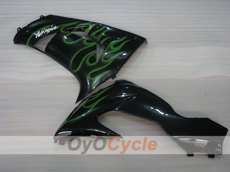 Injection Fairing kit for 06-07 NINJA ZX-10R - Green, Black - Flame #OYO87901610