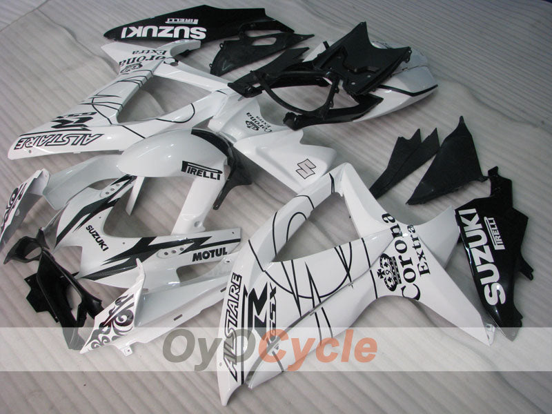Injection Fairing kit for 08-10 GSX R600 - White, Black - Corona #OYO87901611