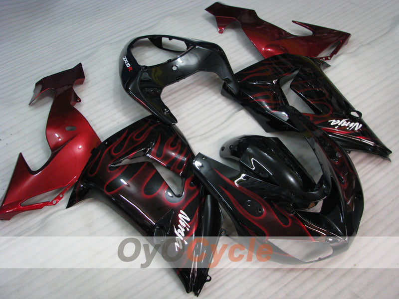 Injection Fairing kit for 06-07 NINJA ZX-10R - Red, Black - Flame #OYO87901612
