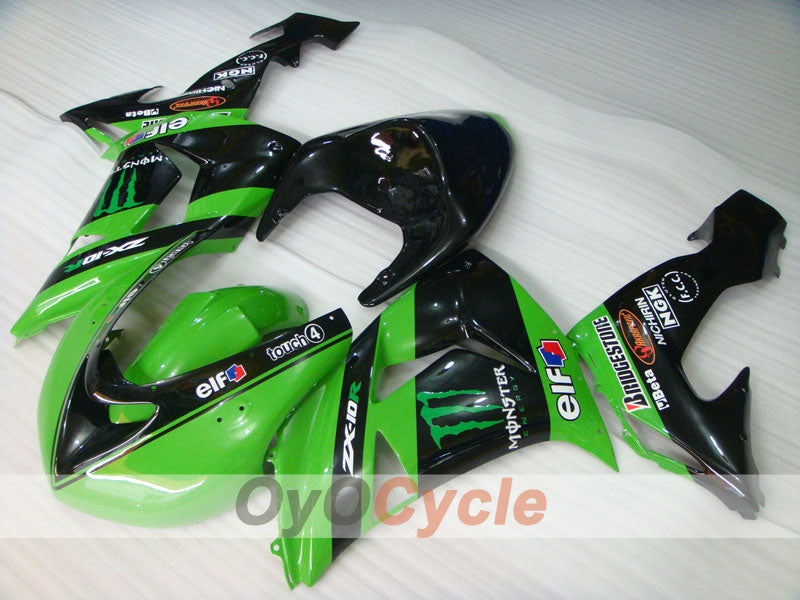 Injection Fairing kit for 06-07 NINJA ZX-10R - Green, Black - Monster #OYO87901627 Secondary image