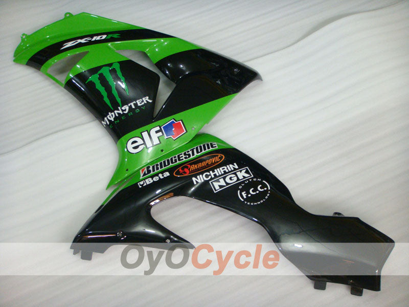Injection Fairing kit for 06-07 NINJA ZX-10R - Green, Black - Monster #OYO87901627