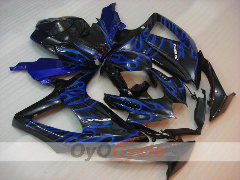 Injection Fairing kit for 08-10 GSX R600 - Blue, Black - Flame #OYO87901632 Main image