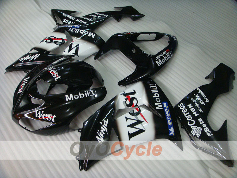 Injection Fairing kit for 06-07 NINJA ZX-10R - White, Black - West #OYO87901634 Main image