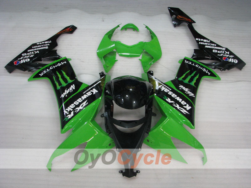 Injection Fairing kit for 08-10 NINJA ZX-10R - Green, Black - Monster #OYO87901654