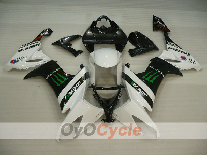 Injection Fairing kit for 08-10 NINJA ZX-10R - White, Black - Monster #OYO87901659
